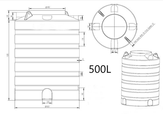 Customizde OEM Rotation Moulding réservoir d'eau en plastique avec la meilleure qualité